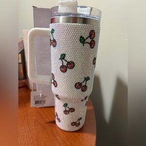 Mango White Cherry Rhinestone Tumbler